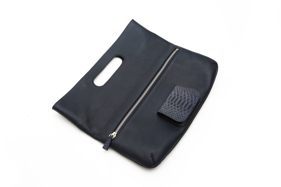 Florentine Folding Clutch in Navy - Canvas & Hyde NYC