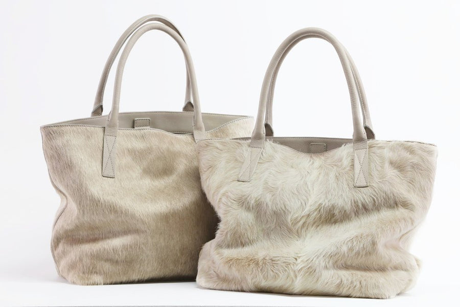 Aspen Day Tote in Champagne (Shaggy) - Canvas & Hyde NYC