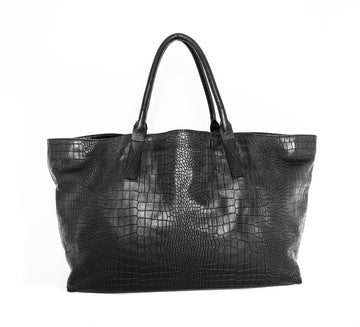 Monaco Weekender in Black Croc - Canvas & Hyde NYC