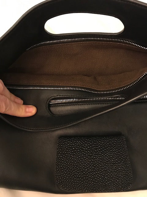 Florentine Clutch Black w Black Sting Ray - Canvas & Hyde NYC