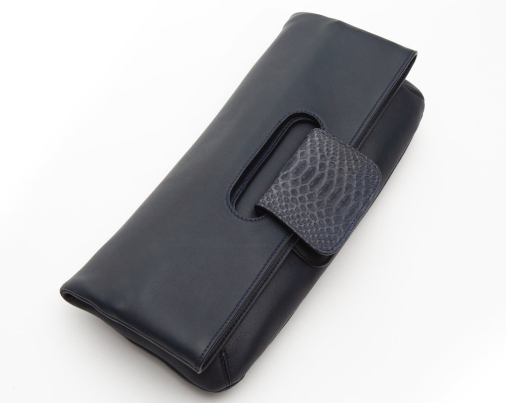 Florentine Folding Clutch in Navy - Canvas & Hyde NYC