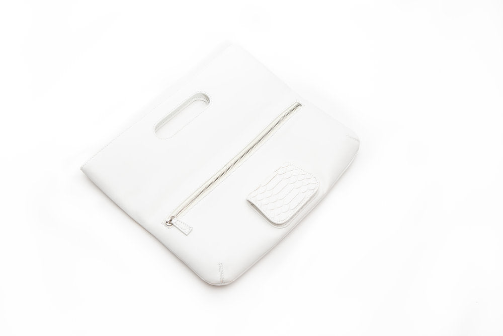Florentine Folding Clutch in White - Canvas & Hyde NYC