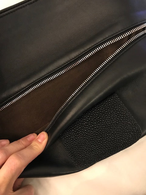 Florentine Clutch Black w Black Sting Ray - Canvas & Hyde NYC