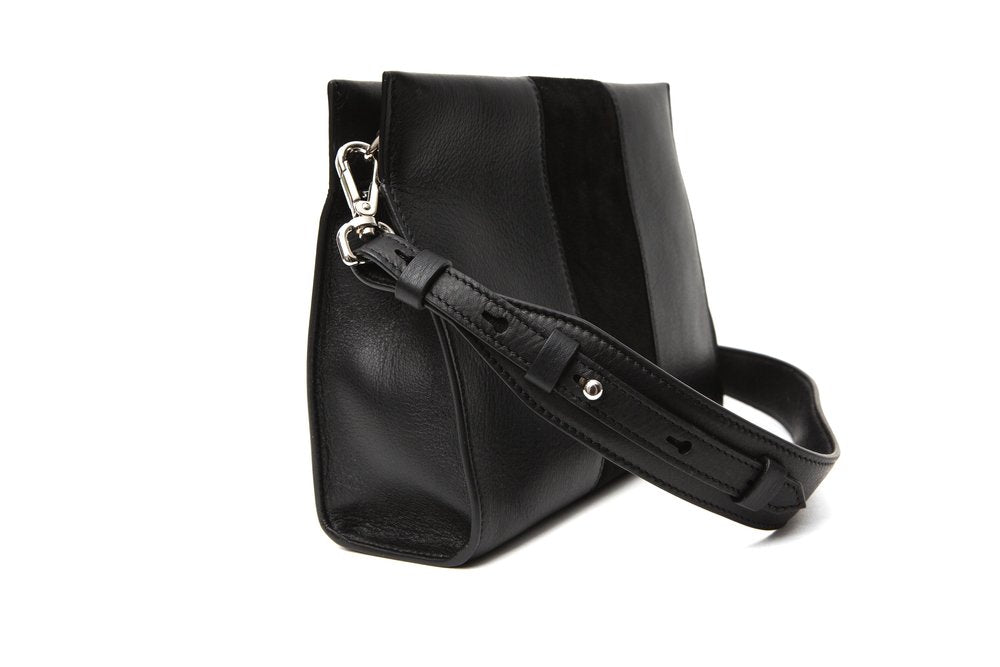 St Tropez Pouchette - Black w Black Suede - Canvas & Hyde NYC