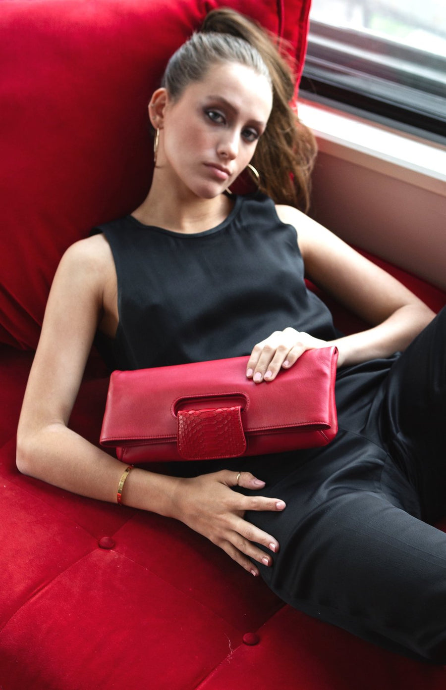 Florentine Folding Clutch in Red - Canvas & Hyde NYC