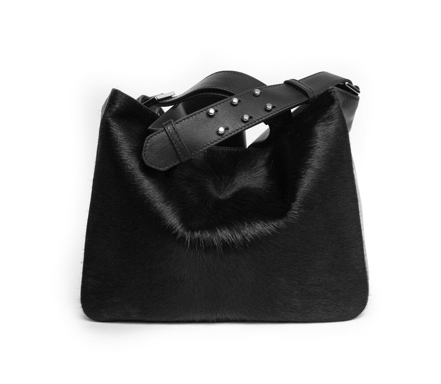 CASSIE Mini Crossbody Black w Black Hair-on - Canvas & Hyde NYC