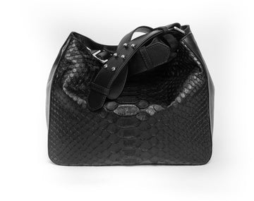 JANELLE Mini Crossbody Black w Black Jumbo Python - Canvas & Hyde NYC