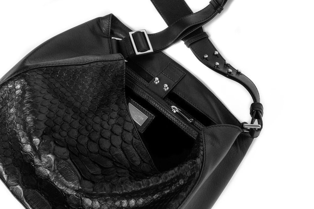 JANELLE Mini Crossbody Black w Black Jumbo Python - Canvas & Hyde NYC