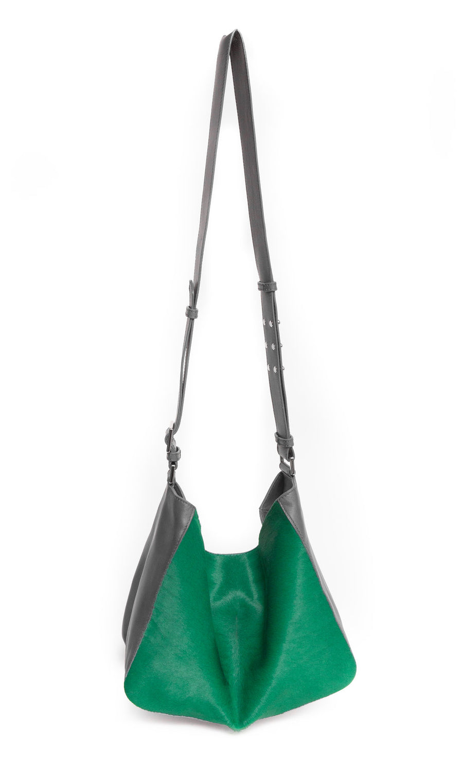 LAURA Mini Crossbody Grey w Emerald Green - Canvas & Hyde NYC