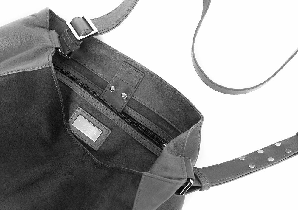 EMILY Mini Crossbody Grey w Grey Pony - Canvas & Hyde NYC