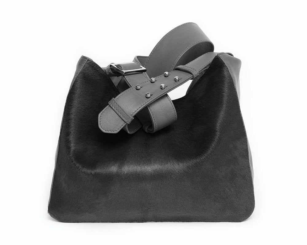 EMILY Mini Crossbody Grey w Grey Pony - Canvas & Hyde NYC