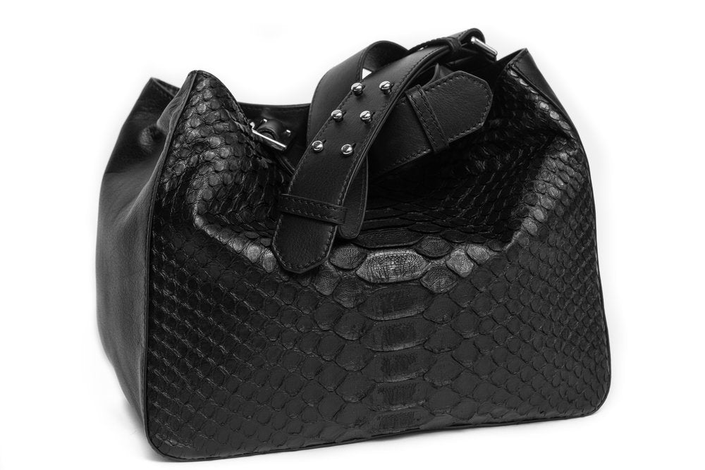 JANELLE Mini Crossbody Black w Black Jumbo Python - Canvas & Hyde NYC