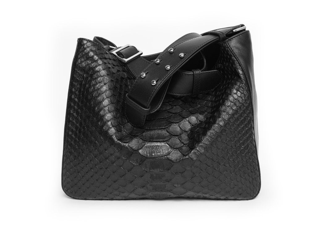 JANELLE Mini Crossbody Black w Black Jumbo Python - Canvas & Hyde NYC