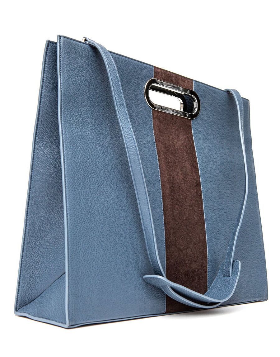 San Francisco Attache - Blue w/ Brown Suede - Canvas & Hyde NYC