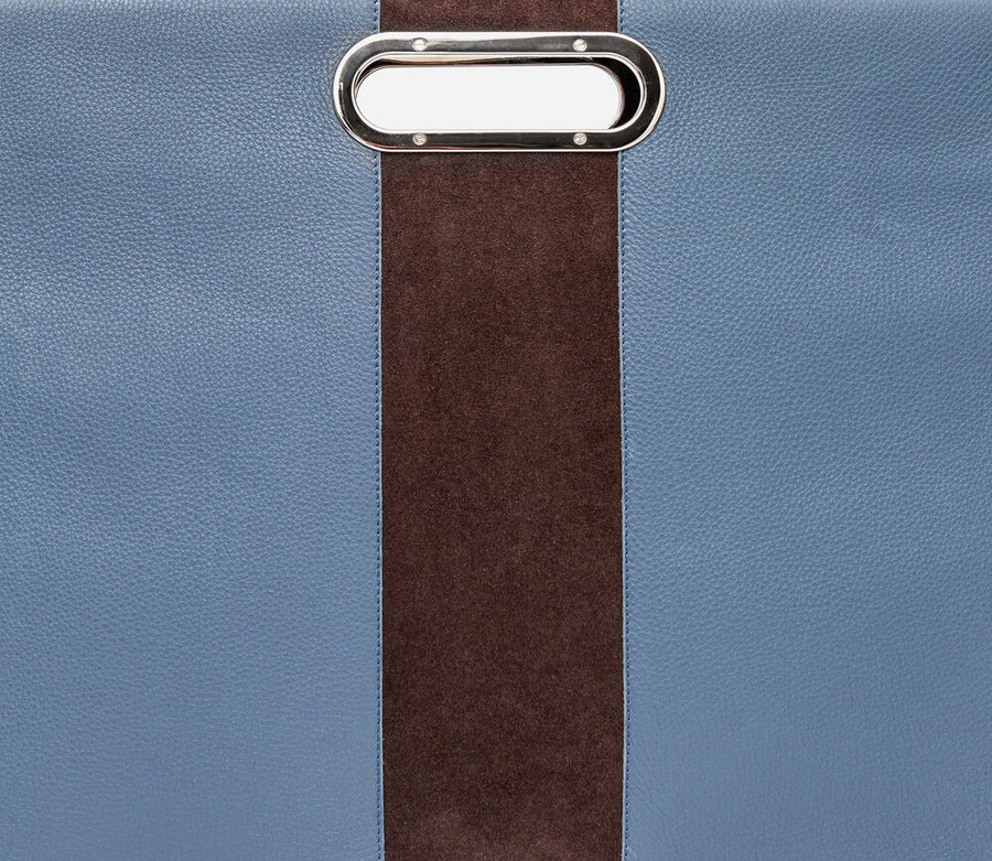 San Francisco Attache - Blue w/ Brown Suede - Canvas & Hyde NYC