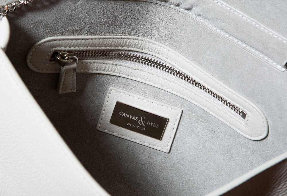 Parisienne Clutch - Faux Snake w Amp & Tangerine Sides - Canvas & Hyde NYC