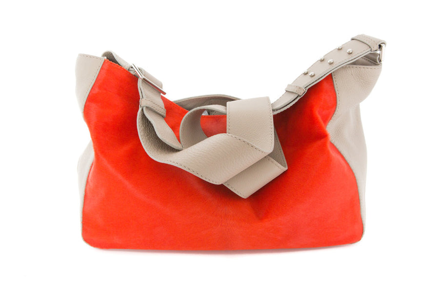 Manhattan Crossbody Messenger in Taupe w  Tangerine - Canvas & Hyde NYC