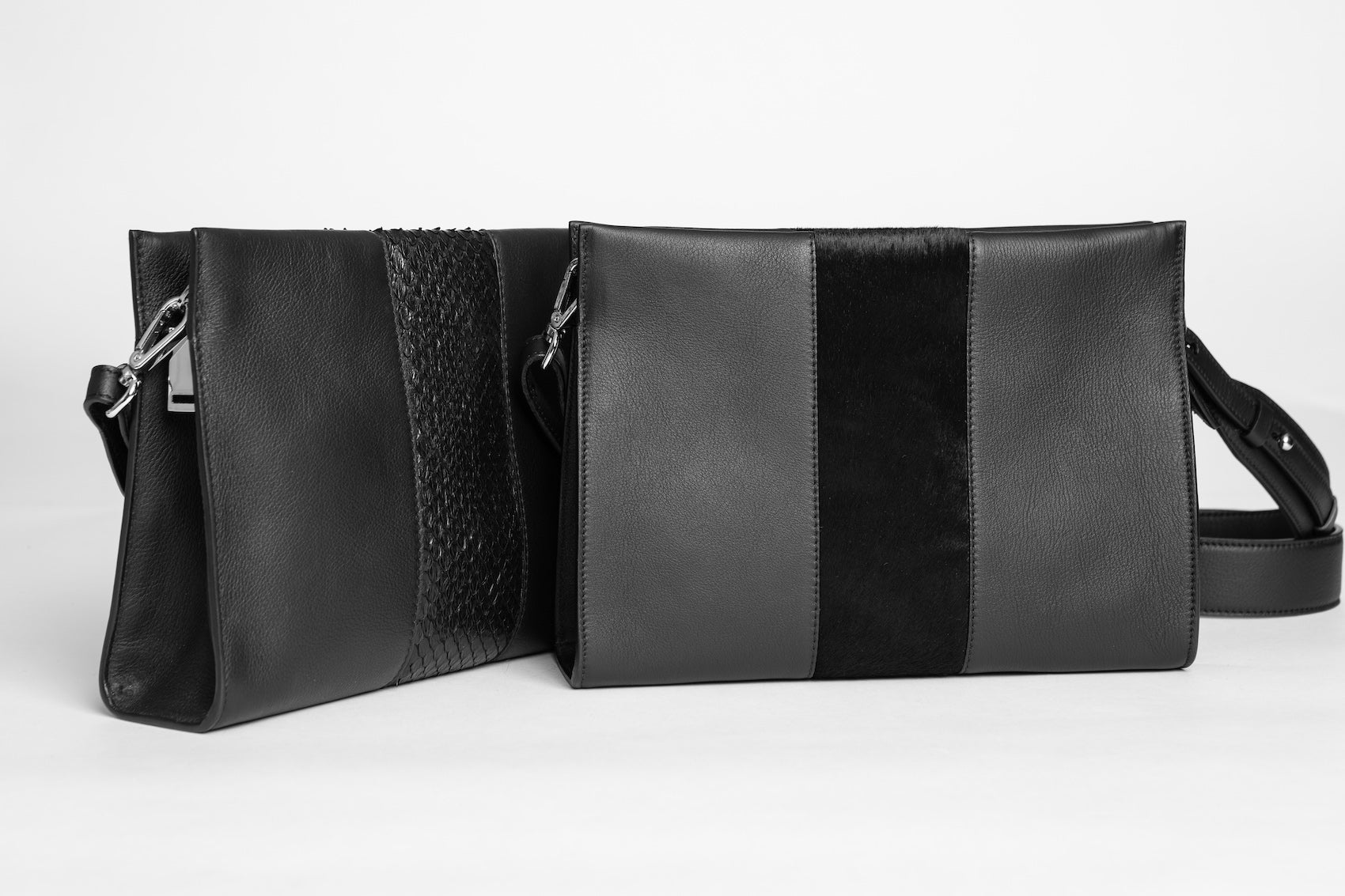 St Tropez Pouchette - Black w Black Suede - Canvas & Hyde NYC